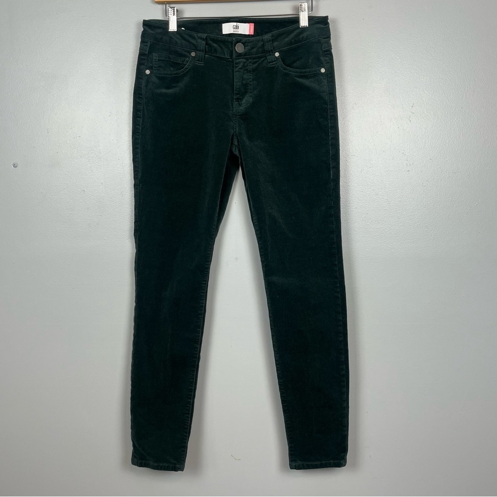 Cabi #3743 dark green skinny corduroy pants, size 6.